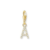 Thomas Sabo Charm-Anhänger Buchstabe A mit Weissen Steinen Vergoldet - 1964-414-14